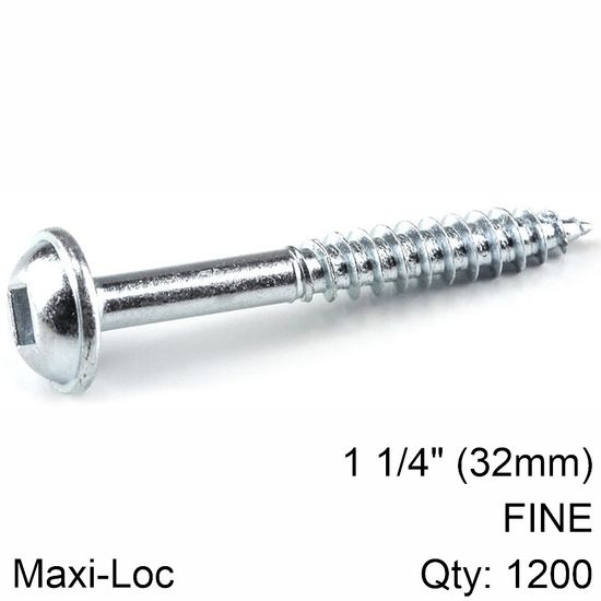 KREG Zinc Pocket Hole Screws 32mm 1.25' #7 Fine Thread Mx Loc 1200ct